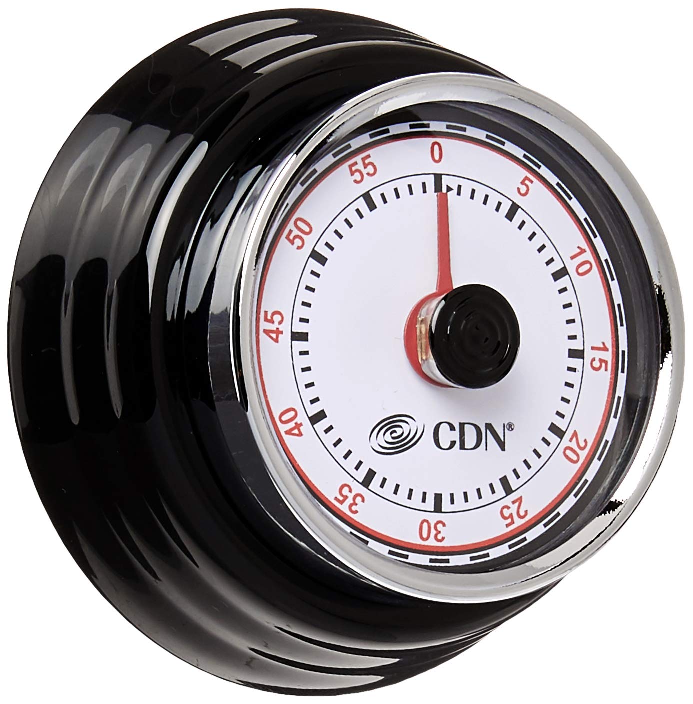 CDN Compact 60-Minute Mechanical Timer | Easy-to-Read 2.5” Dial | Loud 3-Second Alarm | Ideal for Cooking or Baking | Countertop or Wall Mountable | Silver Finish | MT1
