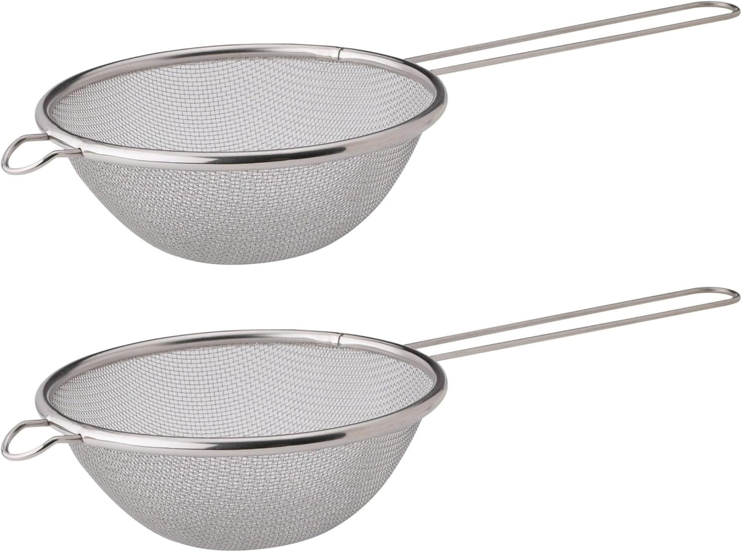 HIC Kitchen Fine Mesh Strainer With Helper Handle, 18/8 Stainless Steel, 6-Inch, For Sifting, Draining, And Straining Pasta, Vegetables, Stocks, And Sauces