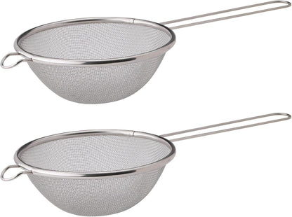 HIC Kitchen Fine Mesh Strainer With Helper Handle, 18/8 Stainless Steel, 6-Inch, For Sifting, Draining, And Straining Pasta, Vegetables, Stocks, And Sauces
