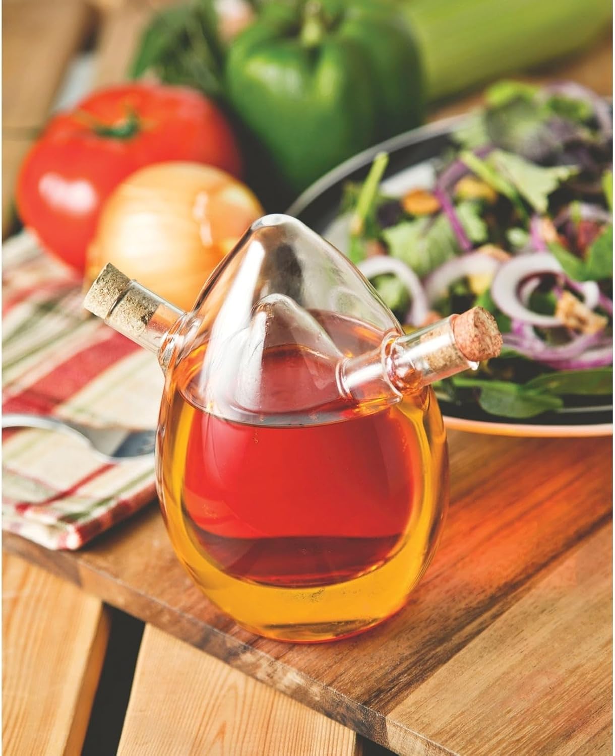 Fox Run 7050 Run Grape Motif Oil and Vinegar Cruet Dispenser Bottle, Clear Borosilicate Glass