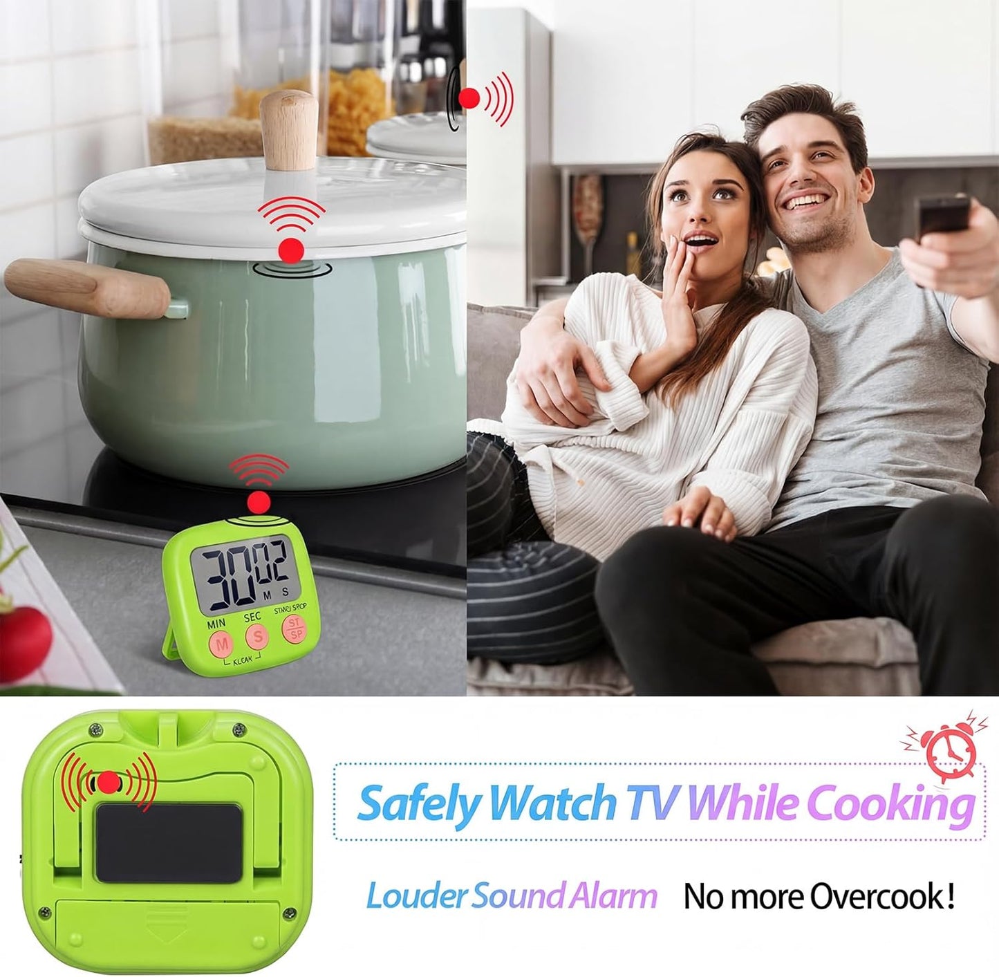 Weewooday 24 Pcs Small Digital Kitchen Timer Magnetic Back and Switch Minute Second Count up Countdown Big LCD Display Loud Alarm for Teacher Cooking Baking (Colorful)