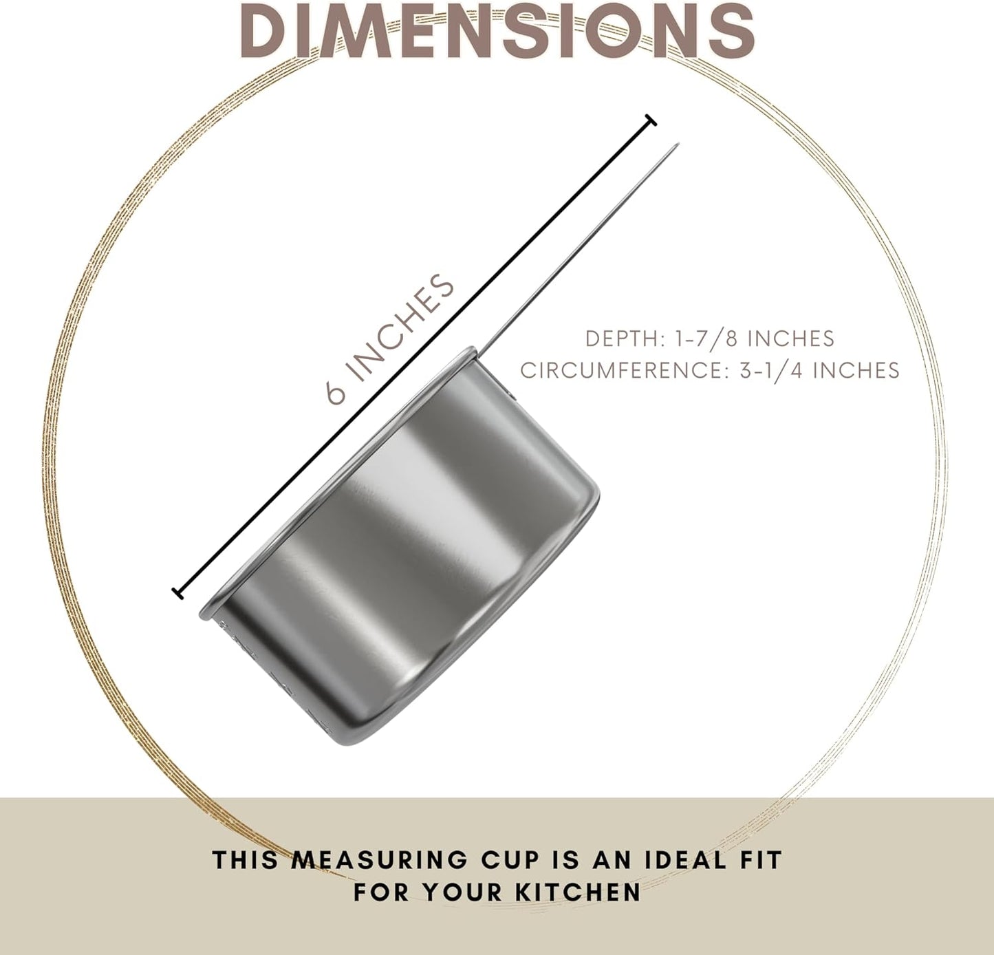 1/8 Cup Stainless Steel Measuring Cup | Sturdy Metal 30 ml | 30 cc | 1 oz | Single Cup for Wet and Dry Ingredients | Great for use as 1/8 Cup Coffee Scoop - 1 PK