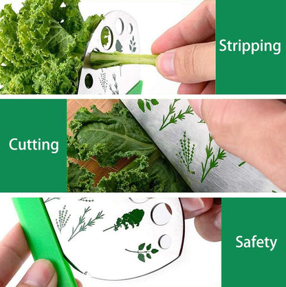 Dulcicasa Herb Stripper 9 Holes, Pack of 2, Stainless Steel Herb Cutter with Safety Cover for Kale, Chard, Collard Greens, Thyme, Basil, Rosemary, Kitchen Herbs Stripper Tool (2pcs)