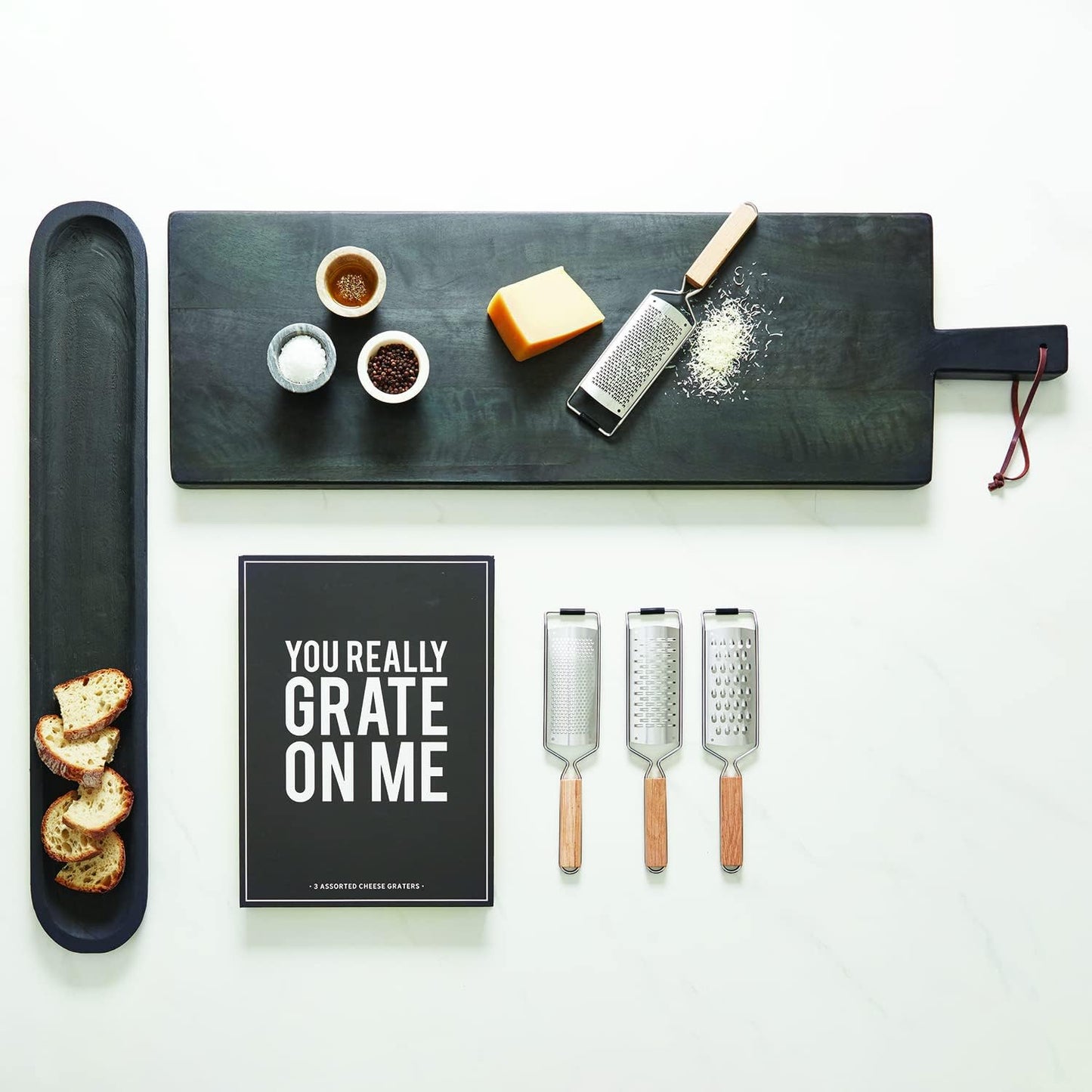 Santa Barbara Design Studio Gift Set Kitchen Essentials TableSugar Black and White Cardboard Book Gift Box, 3-Pieces, Cheese Graters