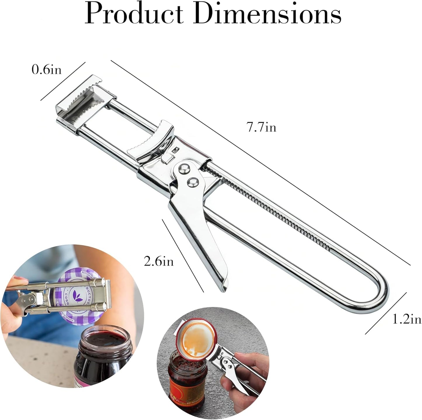 2PCS Adjustable Stainless Steel Jar Opener, Manual Can Opener for Arthritis Hands, Multifunctional Bottle Opener & Lid Gripper, Kitchen Gadgets for Seniors