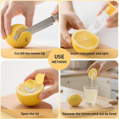 Lemon Squeezer 2-Pack, Manual Citrus Juicer with Screw Top and Built-in Filter, Portable Lime Press for Cocktails, Cooking, and Travel – Compact, BPA-Free Juicer in Yellow and Green