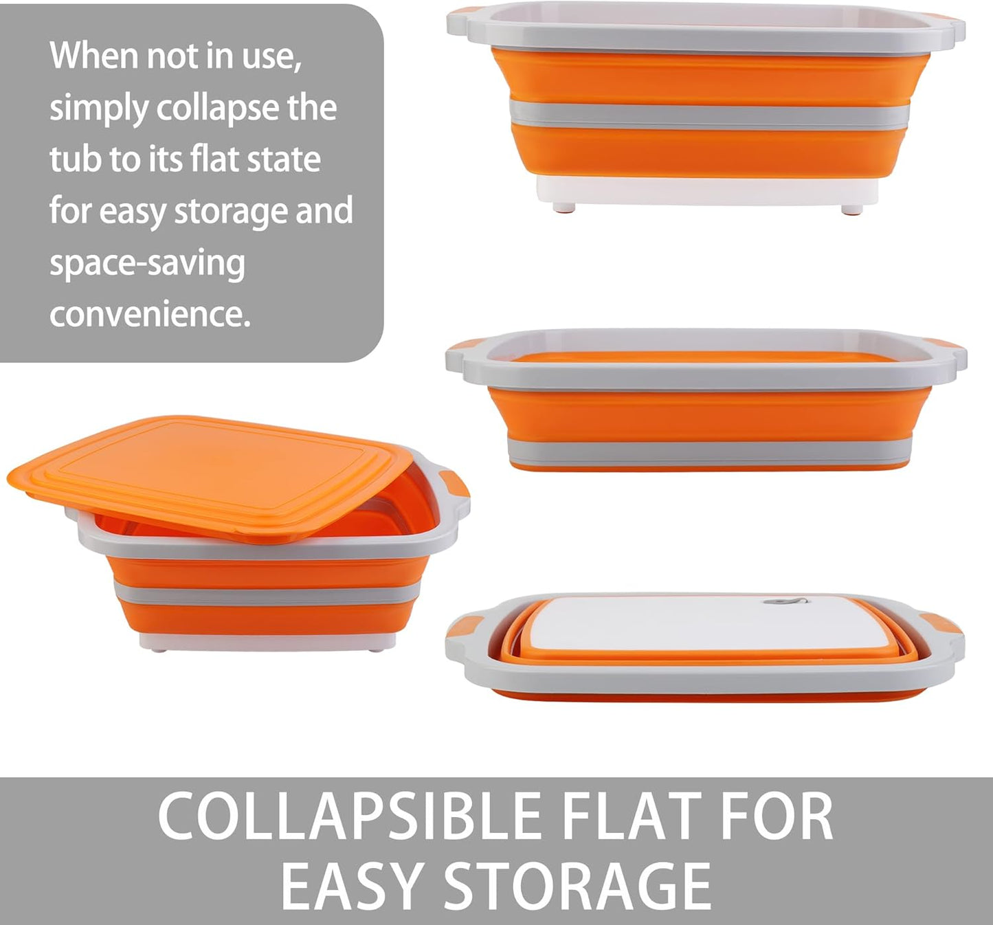 Tiawudi Large Collapsible BBQ Prep Tub with Lid(4.22 Gal/16L), Foldable Camping Sink with Colander, Cutting Board, Dish Basin for Kitchen, Bowl, Vegetable and Fruit, Storage Basket for Picnic