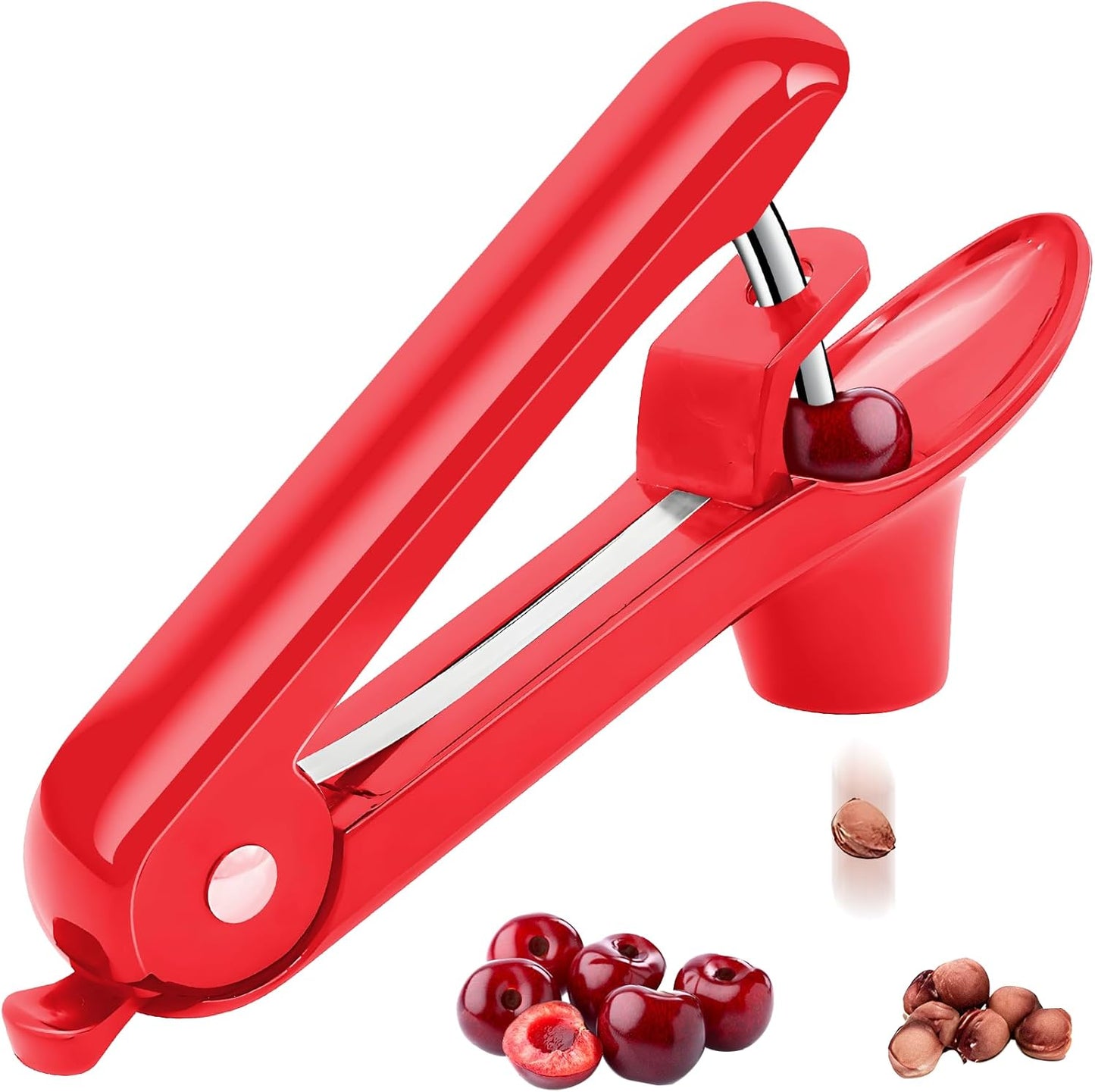 Cherry Pitter, Cherry Pit Remover Tool Cherries Corer Pitter with Hand-held Push, Olive Seed remover stones with lock design, Durable Cherries seed Corer for Cherry Jam -Black