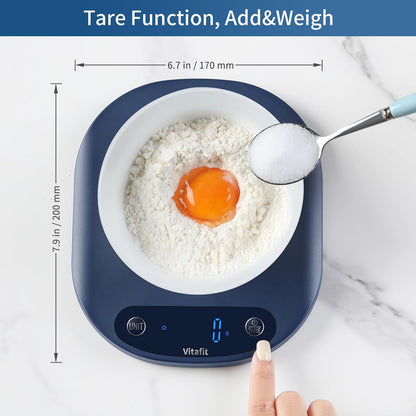 Vitafit 33lb/15kg Digital Food Scale in High Precision 0.1oz/1g, Our Own Kitchen Scale Professional Factory Since 2001, Home and Kitchen Essentials for Cooking and Baking, LED, 3*AAA Batteries, Black