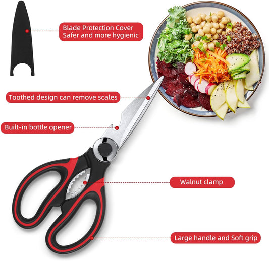 Kitchen Scissor For General Use 2-Packs,Heavy Duty Kitchen Raptor Meat Shears,Dishwasher Safe Cooking Scissors,Stainless Steel Multi-function Scissors For Food,Chicken,Poultry,Fish,Herbs