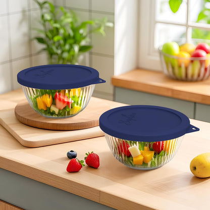 SOPHICO Silicone Replacement Lids for Pyrex Sculpted Glass & Tinted Glass Bowls Mixing Bowls（4 size）