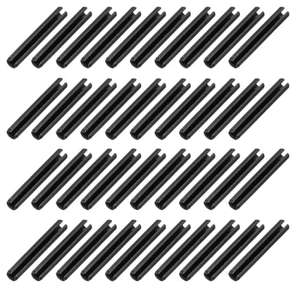 MECCANIXITY 25Pcs Slotted Split Roll Pins 1/2 Inch(12mm) Dia. 1-2/5 Inch(35mm) Length 65Mn Steel Spring Tension Expansion Dowels for Secure Fastening, Black - Colors B