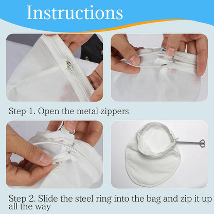Fine Mesh Strainer, 3Pcs Reusable Cloth Strainer Bags with Stainless Steel Handle, Nut Milk Bag, Juice Strainer for Kitchen