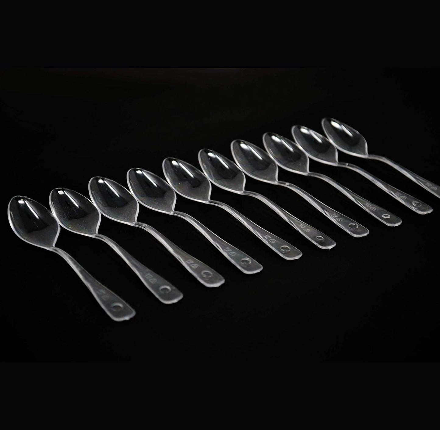 Loreso Plastic 50CT Mini Clear Dessert Spoons For Miniature Dessert Cups, Tasting Party, Sampling, Ice Cream, Small Catering Supplies - Reusable BPA Free Pack of 50