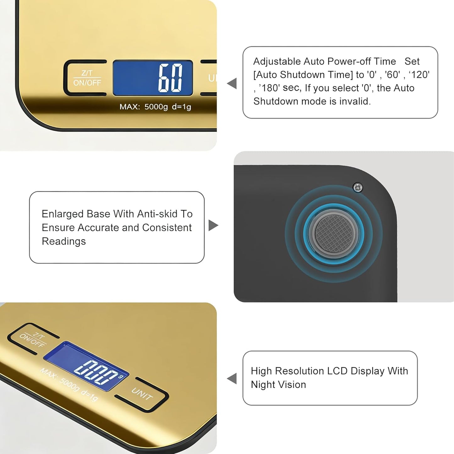 Digital Shipping Scale,Stainless Steel Panel, Accurate Portable Postal Scale for Packages, Small Business,Kitchen, Food, Handmade, Liquids, and Boutique (Rose Gold Battery(5kg/1g))