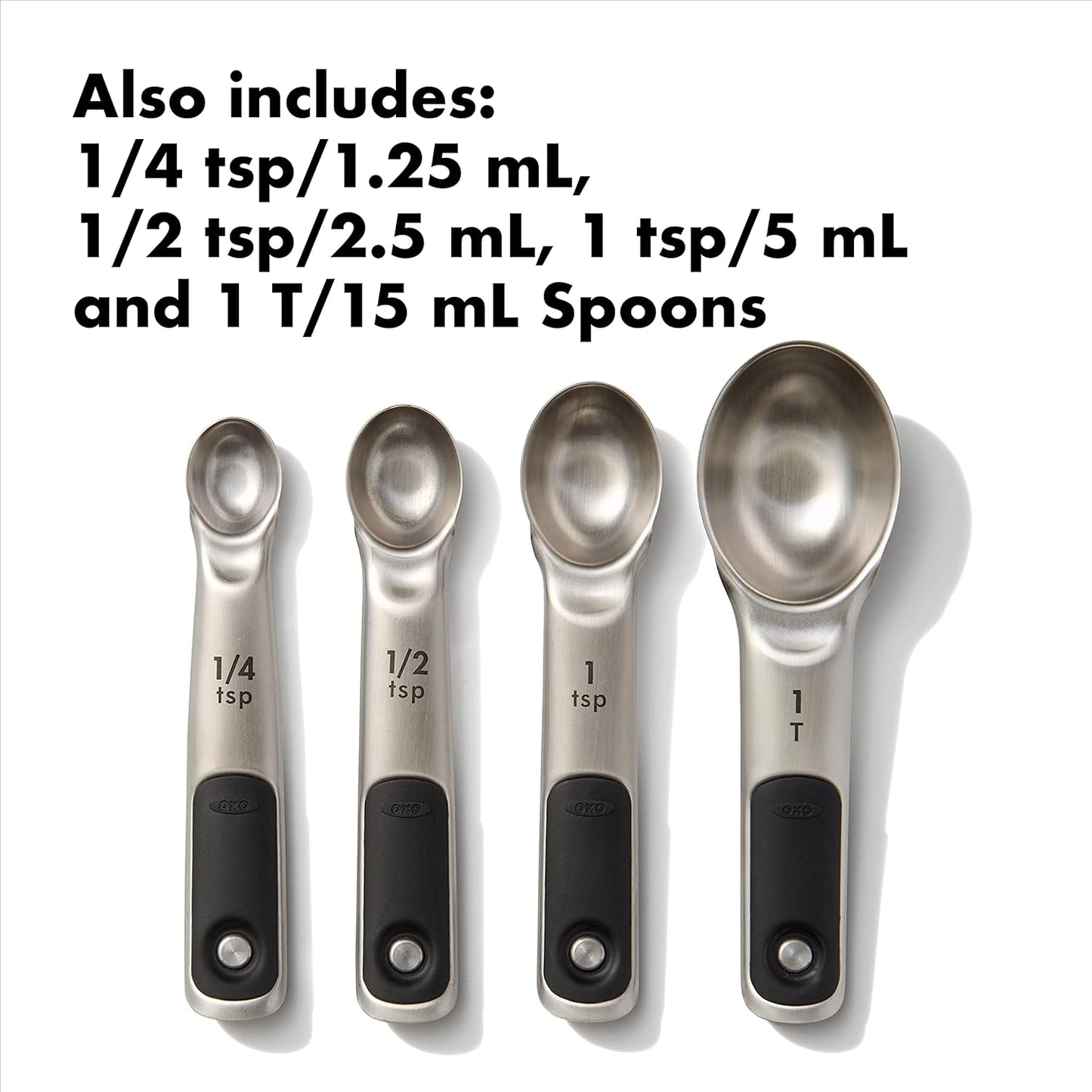 OXO Good Grips 4 Piece Stainless Steel Measuring Spoons with Magnetic Snaps