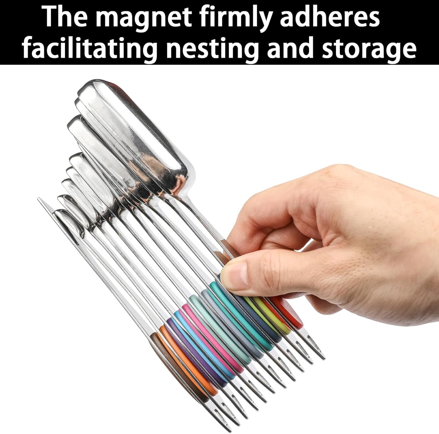 Magnetic Measuring Spoons Set of 11 with Leveler, Measuring Spoons Stainless Steel Rectangular Metal Teaspoon for Dry & Liquid Ingredients (Black)