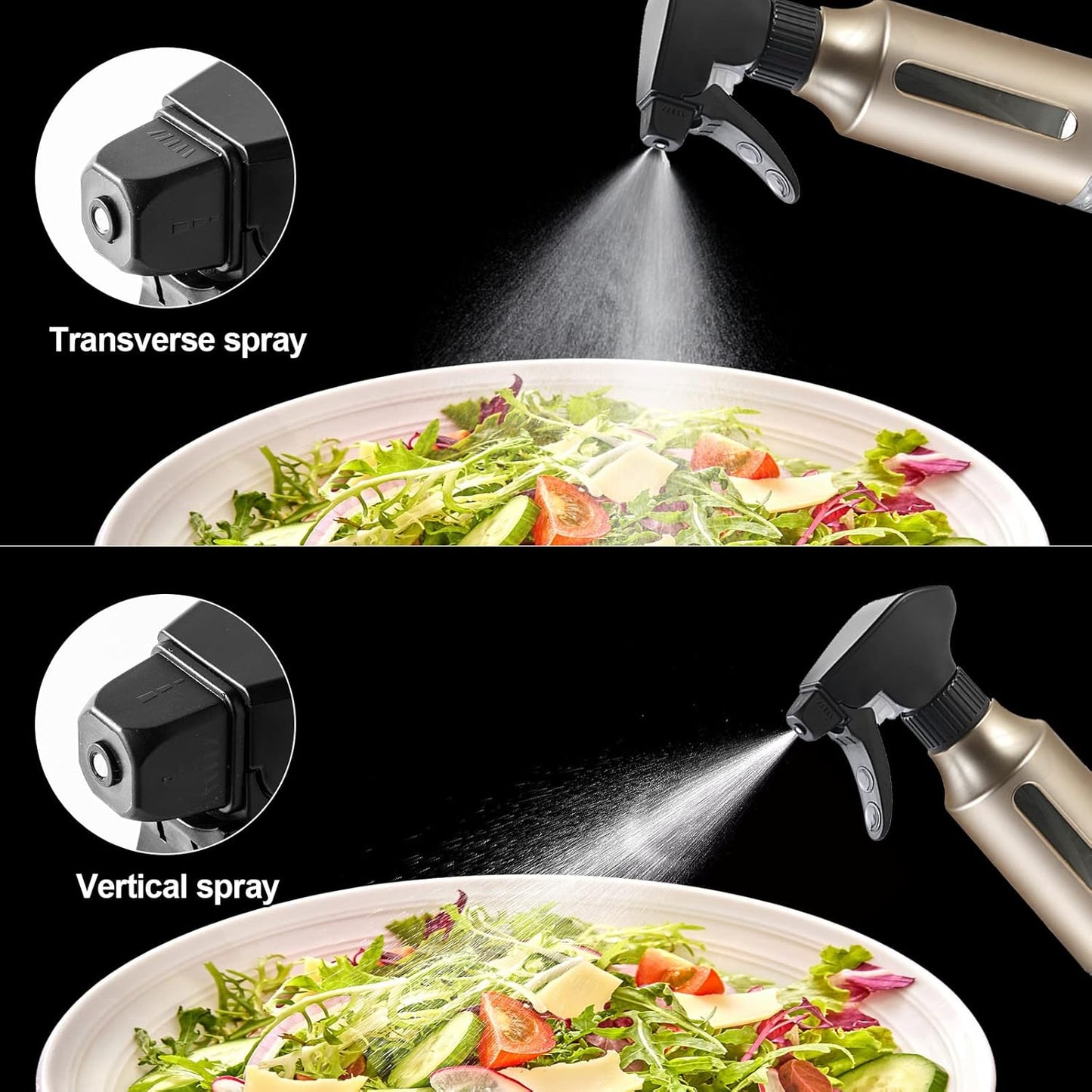 Oil Sprayer for Cooking,Stainless Steel Olive Oil Mister for Air Fryer Black Nozzel Dispenser Bottles Fat Reduction Glass Oil Control Spray Pot 6.35oz(180ml) Capacity