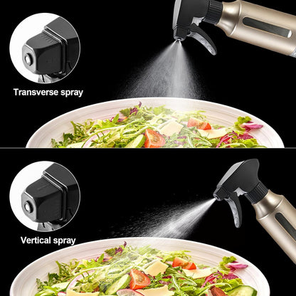 Oil Sprayer for Cooking,Stainless Steel Olive Oil Mister for Air Fryer Black Nozzel Dispenser Bottles Fat Reduction Glass Oil Control Spray Pot 6.35oz(180ml) Capacity