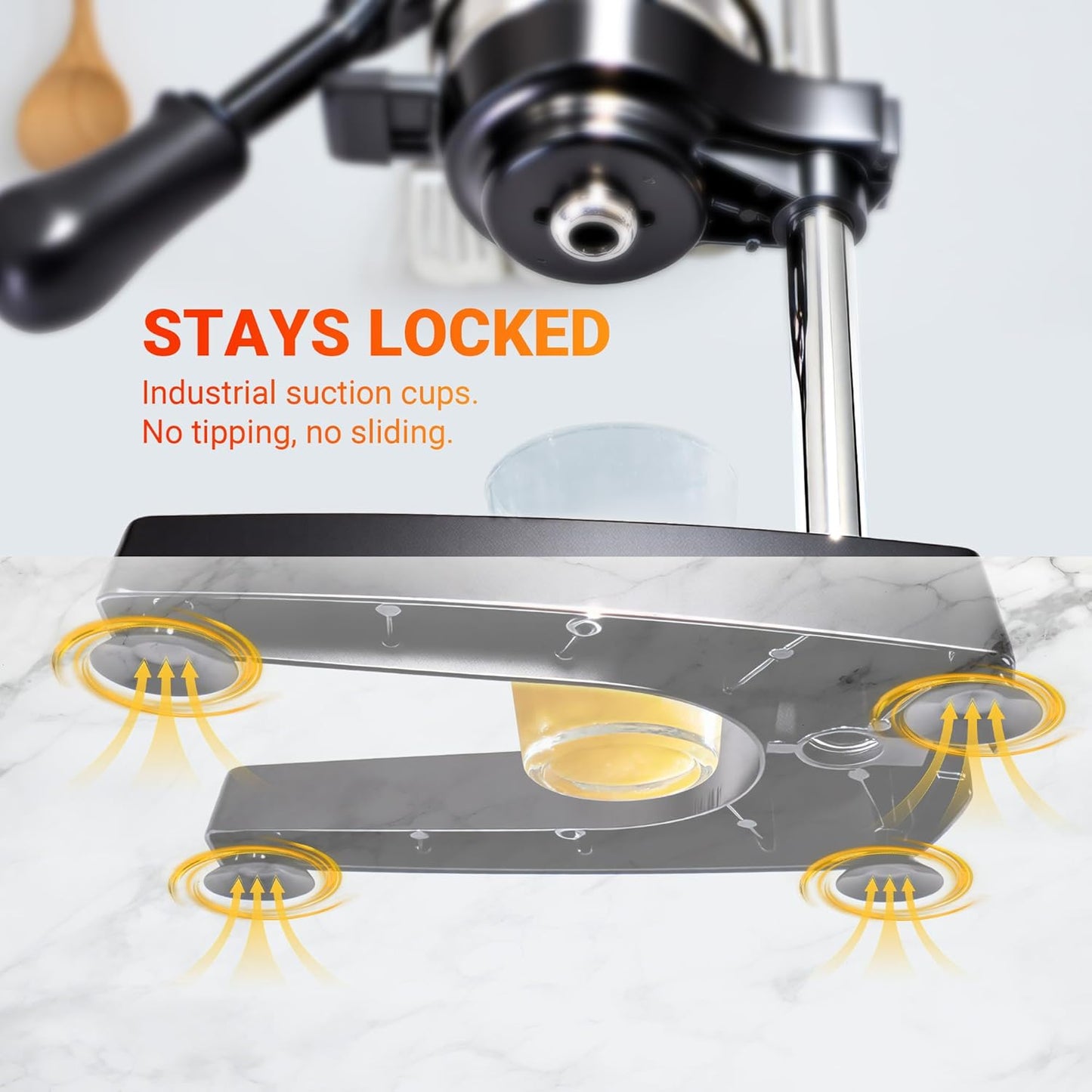 Manual Juicer Hand Press, 304 Stainless Steel Citrus Juicer for Orange Lemon Pomegranate, 19" Extra Tall Heavy Duty Juice Press with Dual Molds for Apple & Pear, Stable Suction Base