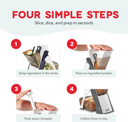 Dash Safe Slice® Mandoline - Compact, Foldable Food Slicer - Slice, Dice, Julienne & More - Perfect for Quick Food Prep - Recipe Guide Included - Aqua