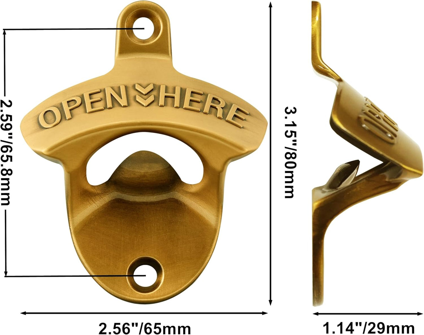 Vintage Copper Bottle Cap Opener Wall Mount, Retro Beer Bottle Opener with Screws for Homes Kitchen (Pack of 2)