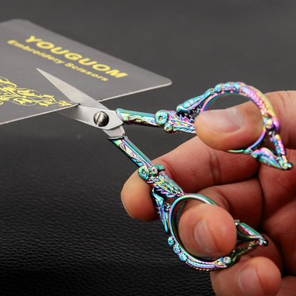 YOUGUOM Sewing Embroidery Scissors, Small Thread Scissor for Craft Artwork Needlework Yarn Knitting Detail Snips, Black Cute Bird Shears
