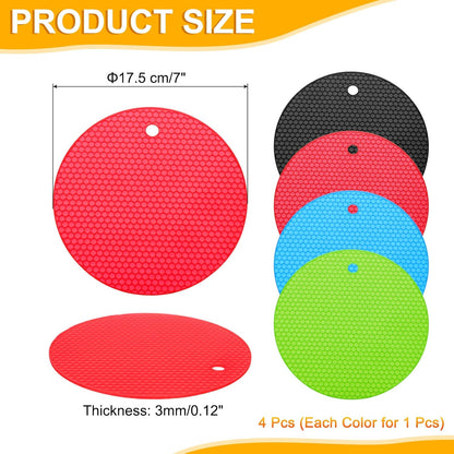 uxcell 4pcs Silicone Jar Opener Pads, 17.5cm/7" Texture Can Opener Multipurpose Round Bottle Lid Opener Non-Slip Coasters for Weak Hands Seniors Children, Black