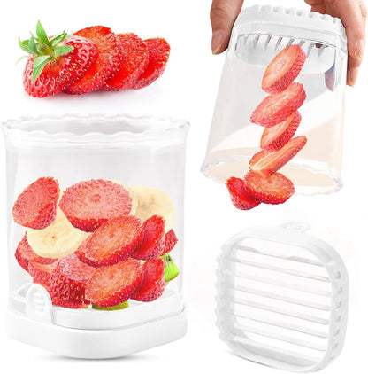 Creative Strawberry & Fruit Slicer - Detachable Cutter with Push Plate (Black)