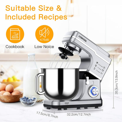 Stand Mixer, 7.5QT 660W Electric Dough Mixer, Kitchen 10-Speed Tilt-Head Food Mixer for Baking&Cake, with Stainless Steel Bowl, Whisk, Dough Hook, Beater, Splash Guard(RED) MC1
