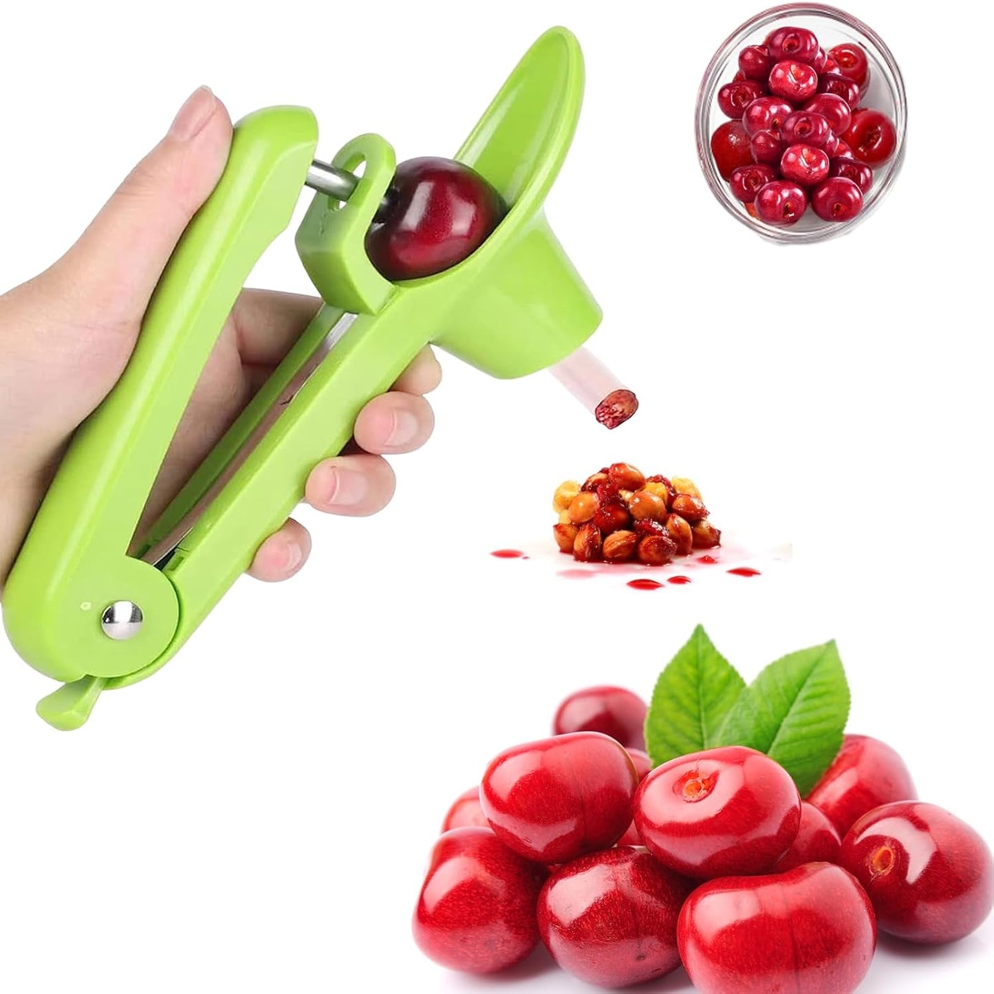 Cherry Pitter Tool, Heavy-Duty Stainless Steel Pitting Tool, Portable Cherries Corer Stoner Seed Tool with Lock Design, Fruit Pit Remover for Cherry Jam(Black)