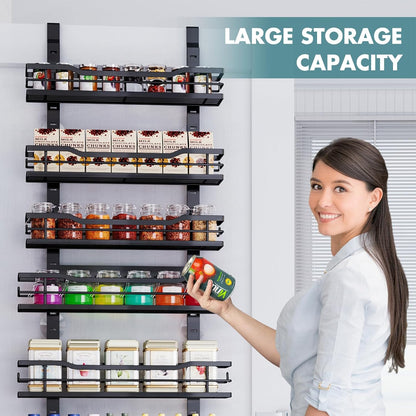 Eastherry Over The Door Pantry Organizer，9-Tier Over The Door Organizer with Adjustable Basket，Metal Hanging Pantry Organizers and Storage for Kitchen, Back of Door Seasoning Rack