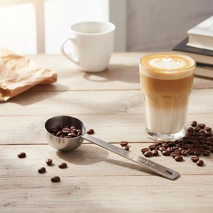 8 Pcs 2 Tablespoon Scoop,Long Handle Coffee Scoops 30 ml Stainless Steel Coffee Spoons Set Two tbsp for Milk Fruit Powder, Loose Tea Dry, Spice Jar, Cooking Baking, and Other Dry Goods