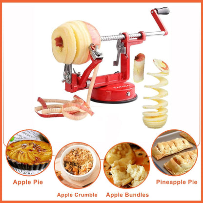 Apple Peeler Corer, Long lasting Chrome Cast Iron Apple Peeler Slicer Corer with Stainless Steel Blades and Powerful Suction Base for Apples and Potato(Blue)