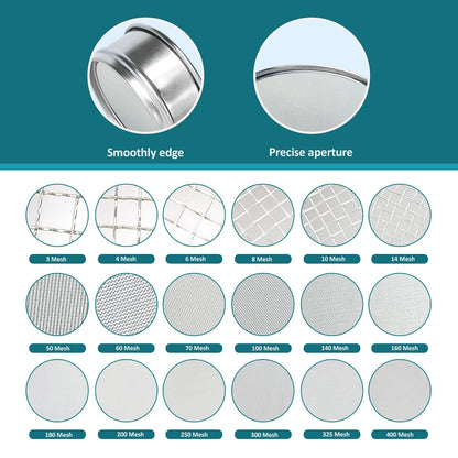 304 Stainless Steel Mesh Lab Sieve, 325 Mesh (0.045mm) Aperture Test Sieve, 4inch(10cm) Economy Standard Analysis Sample Test Sieves for Industrial Laboratory Homes - Colors B