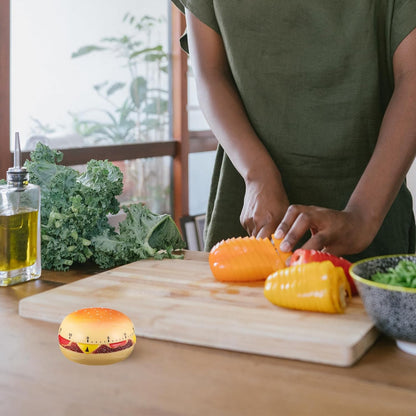 Cabilock Mechanical Kitchen Timer, Burger Shaped 60-Minute Wind Rotating Countdown Egg Reminder Loud Ring Time Management for Baking Cooking Reminder