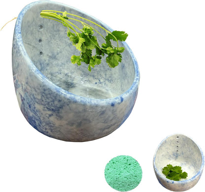 Herb Stripper Bowl, Pottery Ceramic Herb Stripper Stripper for Ergonomic Design Fast Leaf Removal (Green)