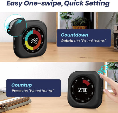PERSUPER Visual Timer for Kids, 10 Hours Countdown/Up, with Rechargeable, 3 Volume Levels, 3 Brightness Display, and Magnetic, Homeschool Study Tool, Large Digital Timers for Classroom, Kitchen