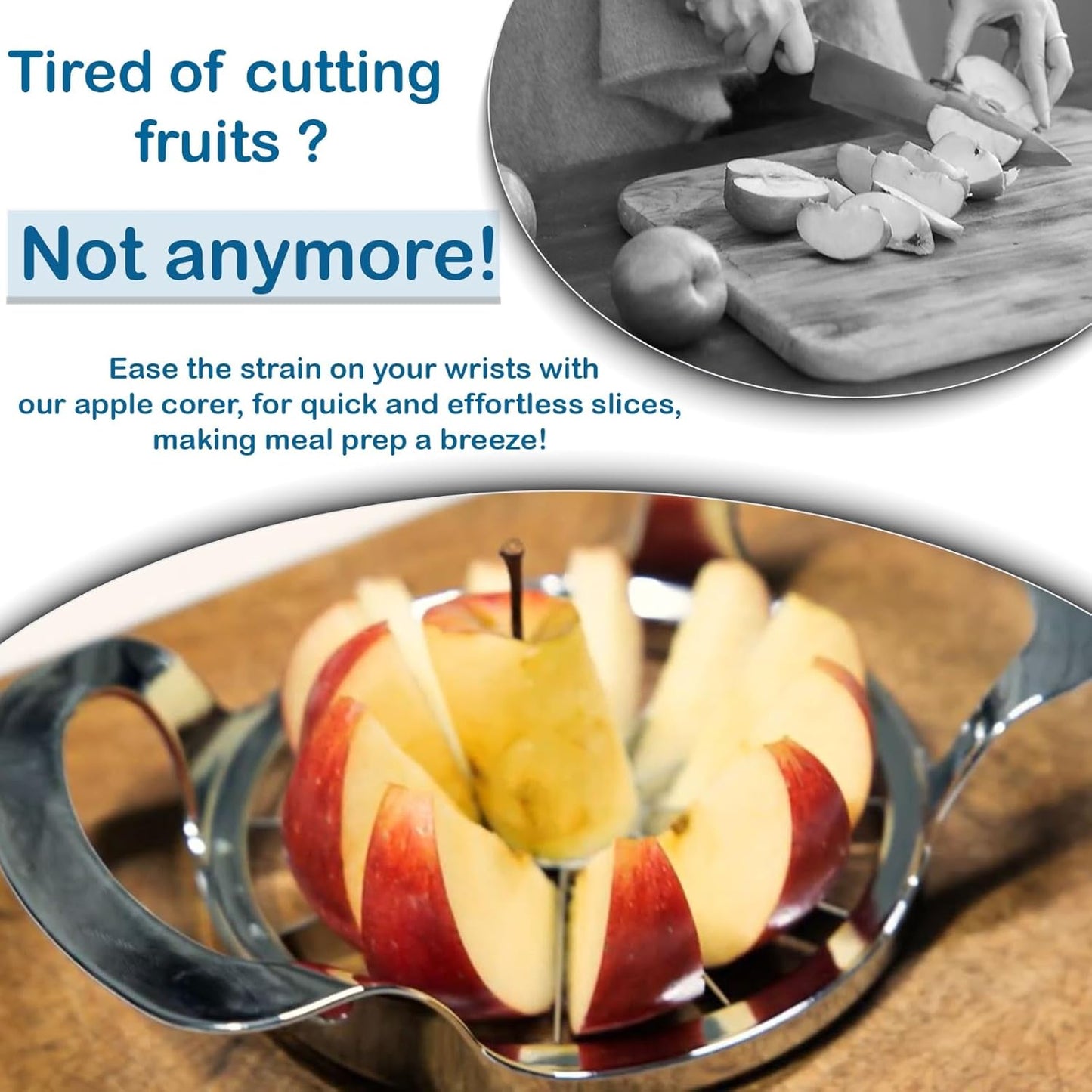 Apple Slicer and Corer - 12 Blade Extra Large, Stainless Steel Apple Cutter - Heavy Duty, Easy to Use, Kitchen Tool