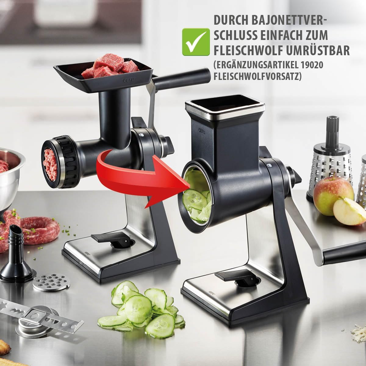 GEFU Rotary Grater TRANSFORMA 3 Drums