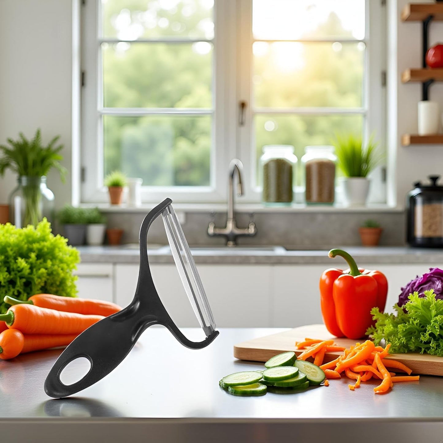 Black Vegetable Peeler Large Peelers for Kitchen, Y Wide Veggie Shredder for Cabbage Lettuce Julienne, For Fruit, Carrot, Vegetable, Potato Swivel Stainless Steel Blades Big Size Graters
