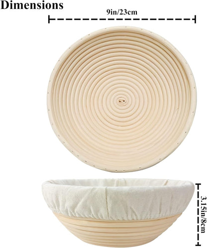 Sourdough Bread Baking Supplies: 9 Inch Round & 10 Inch Oval Banneton Bread Proofing Baskets w/Liner, Bread Lame, Dough Scrapers, Cleaning Brush, Artisan Bread Making Gifts for Bakers