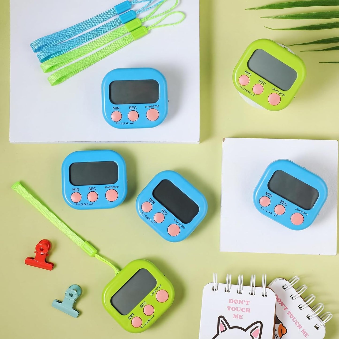 Weewooday 24 Pcs Small Digital Kitchen Timer Magnetic Back and Switch Minute Second Count up Countdown Big LCD Display Loud Alarm for Teacher Cooking Baking (Colorful)