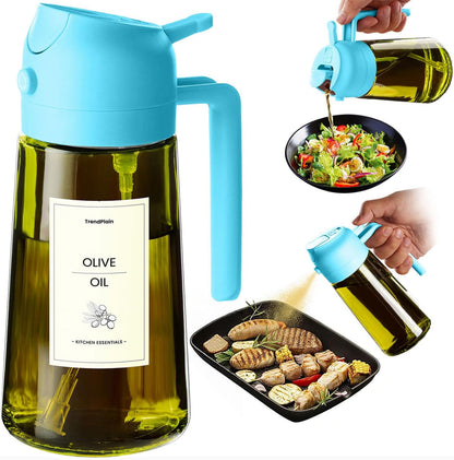 TrendPlain - Original 16oz/470ml Olive Oil Dispenser Bottle for Kitchen Gadgets and Air Fryer Accessories - Olive Oil Sprayer for Cooking w/Stickers - Black