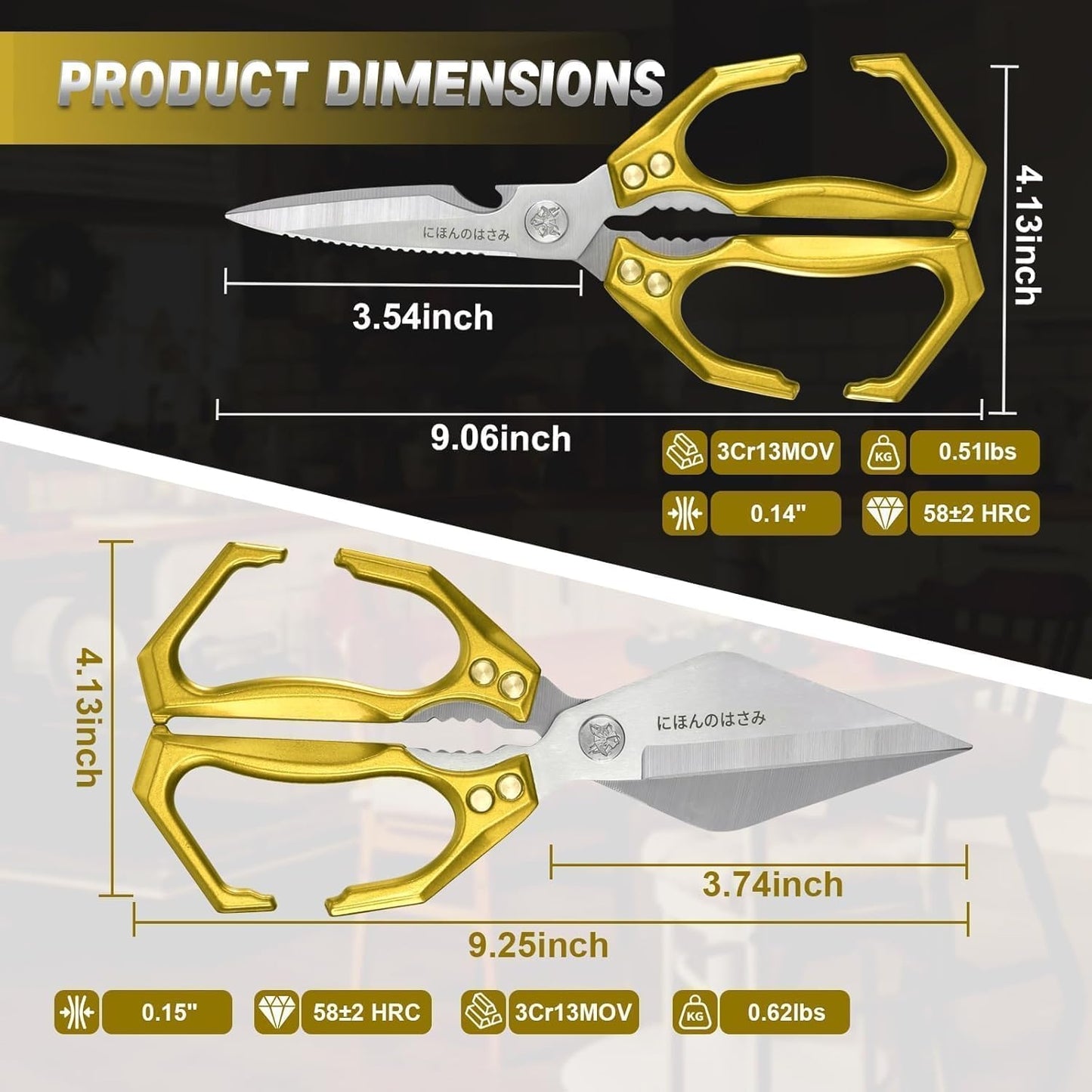 Dream Reach Poultry Shears, Heavy Duty Kitchen Shears with Serrated Edge, No Rust Spring Loaded, Multipurpose Stainless Steel Kitchen Scissors for Chicken, Bone, Meat, Turkey, Fish Thanksgiving Gifts