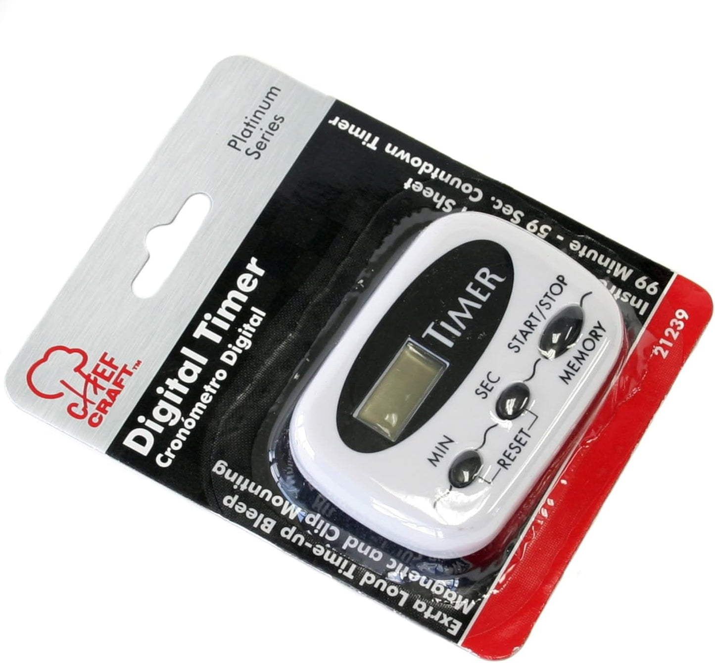 Chef Craft Select Digital Timer, 1 Piece 2.5 Inch, White