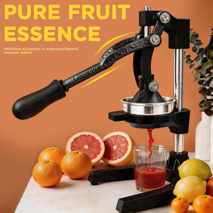 Cast Iron Juicer,Manual Juicer Hand Press,Orange Lemon Squeezer,Heavy Duty Manual Juicer,Professional Citrus Juicer Fruit Juice -Stainless Steel,Easy to Clean Black