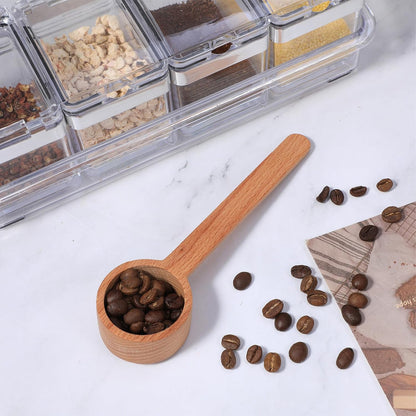 Wooden Coffee Spoon, Long Handle Wooden Tablespoon Scoop 6.49 Inch Wooden Coffee Ground Spoon Food Jar Scoops for Deep Jars and Containers, Ground Beans or Tea, Kitchen Tools Utensils