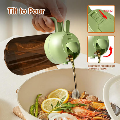 YARRAMATE 2Pcs 16oz/470ml Dark Brown Oil Sprayer for Cooking with Stickers, Food-grade Premium 2 in 1 Olive Oil Dispenser Bottle for Kitchen Gadgets, Air Fryer, Salad, Frying, BBQ (Black&OliveGreen)