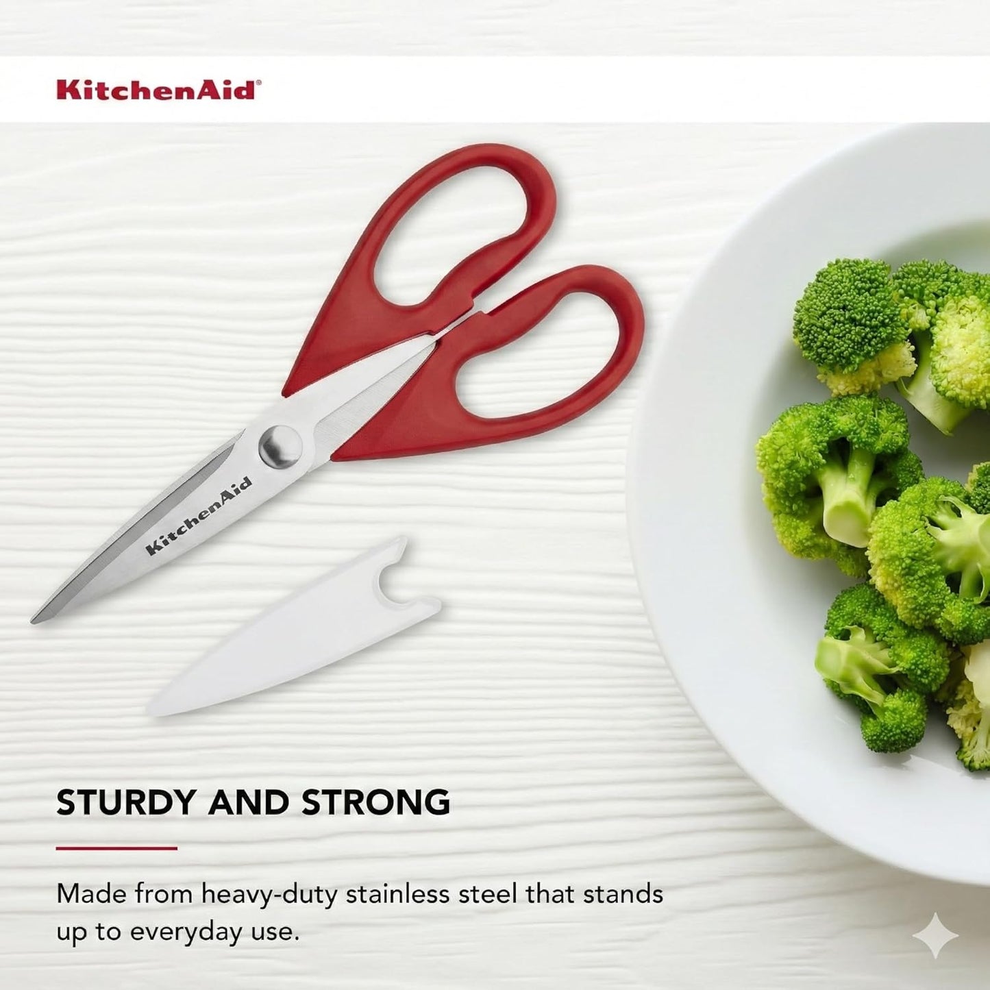 KitchenAid Multipurpose Shear Set, Versatile Scissors with Nutcracker, Bottle Opener, Ergonomic Handles with Protective Blade Covers, 2 Piece